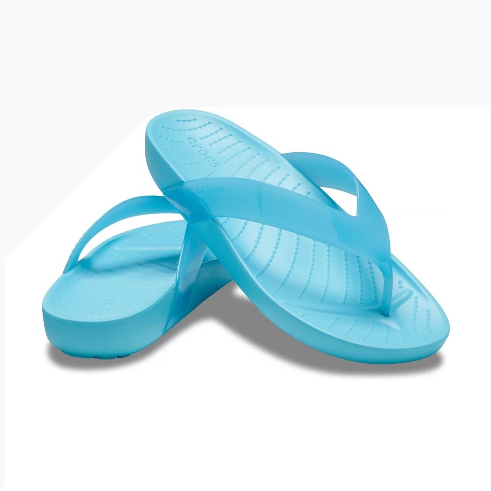 Crocs Splash Flip Flop Sandals Women Size 8 Blue Jelly Strap Comfortable Resort